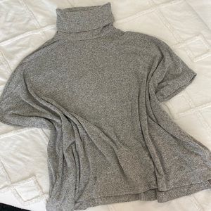 Ultra soft gray poncho style turtleneck sweater